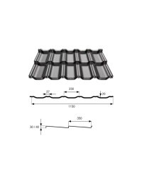 modulinės plieninės stogo čerpės Gamma